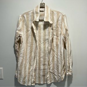 Gap linen striped button down shirt, size S
